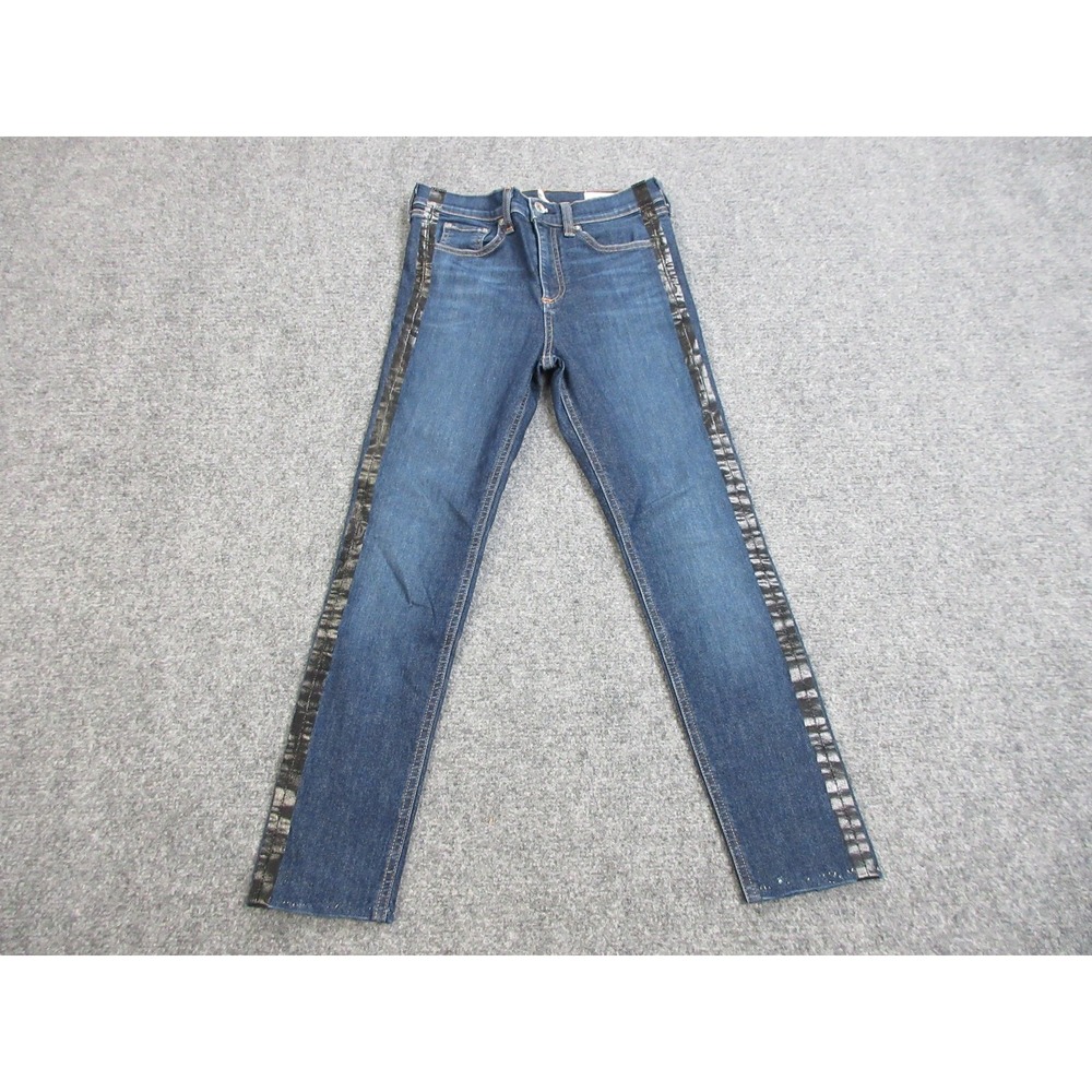 Ragโ & Bone Jeans Womens 26 Blue High Rise Ankle Skinny Stripe Side Detail Denim